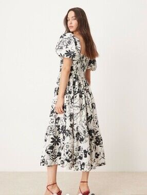 Abercrombie &Fitch Black And White Floral Emerson Dress Sz XL